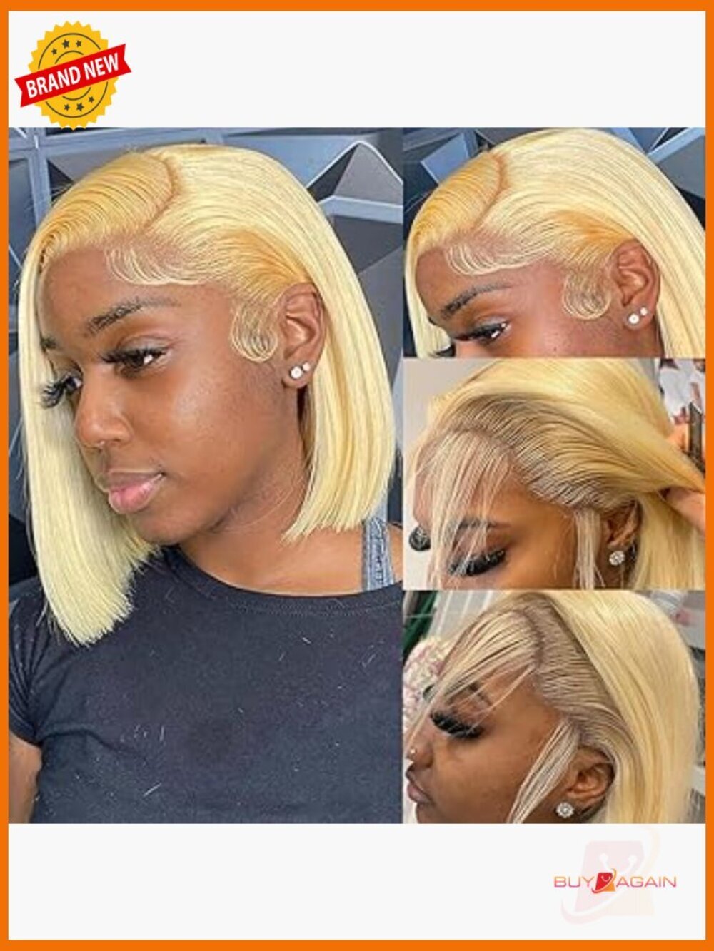 180 Density 13x4 HD Lace Front Bob Wig Human Hair Pre Plucked Glueless 10 Inch